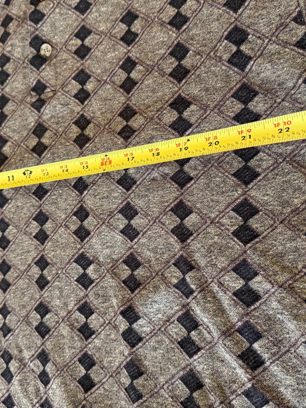 Vintage 1990’s Men's Short-Sleeve Polo Shirt in Brown Geometric Pattern - Picture 3 of 6
